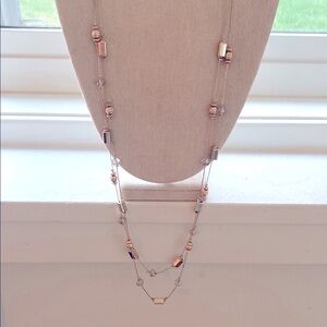 Double strand, crystal and Gold Beaded Necklace